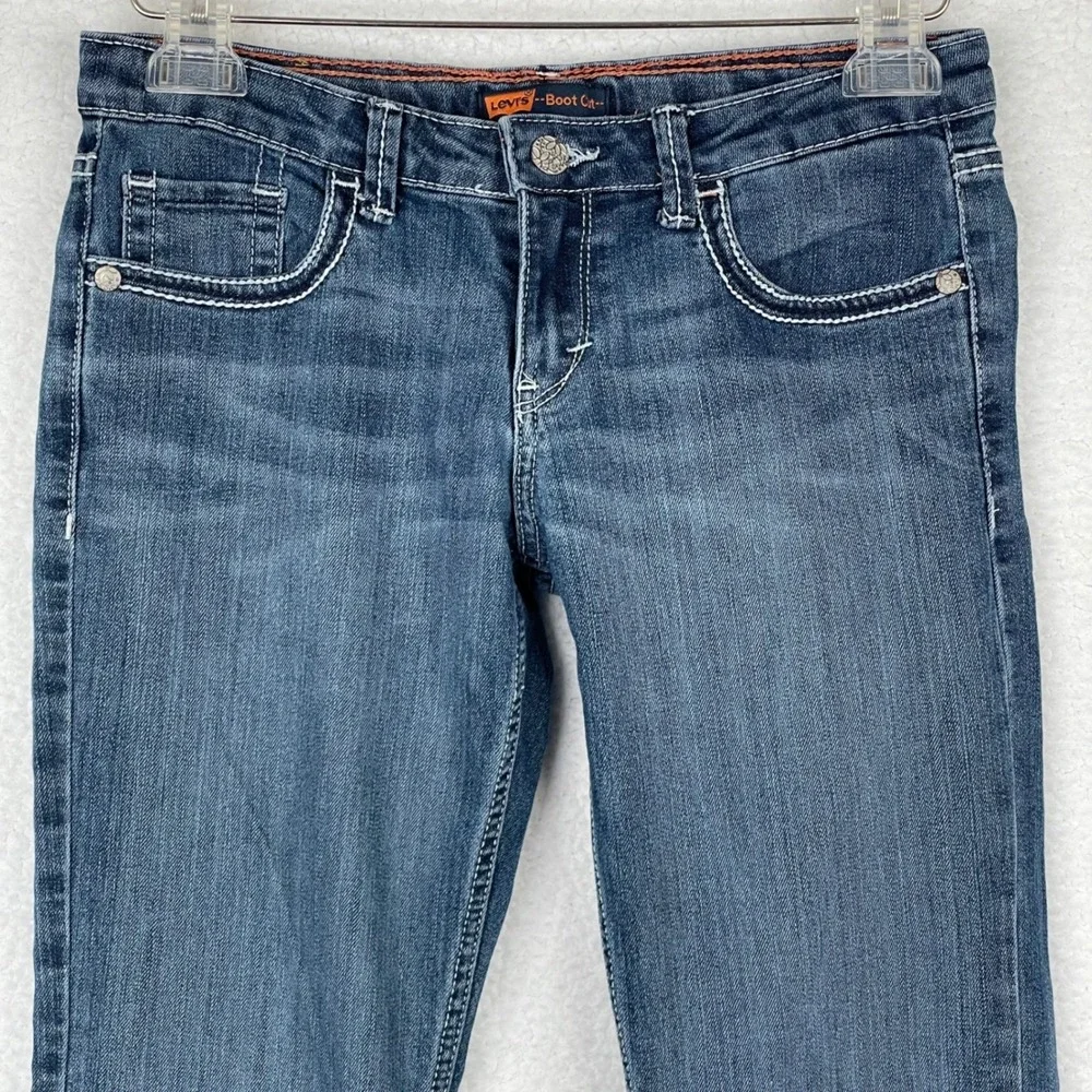Levis Girls Boot Cut Jean Blue Medium Wash Adjustable Waist Size 16 REG 3040-588 - Picture 2 of 13